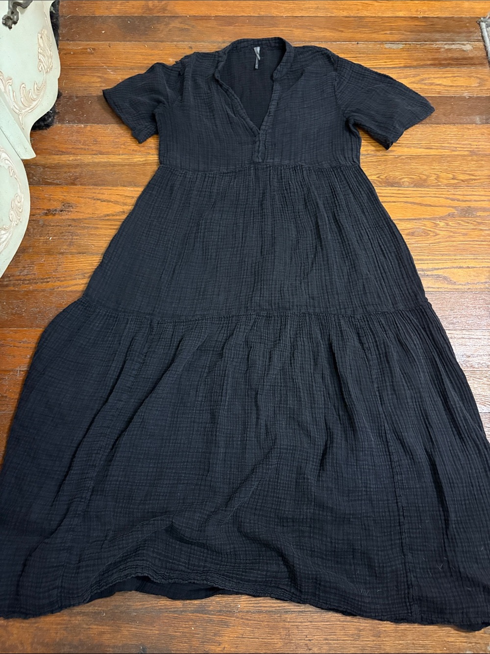 By anthropologie Kallie flowy oversized maxi dress in black gauze women’s small